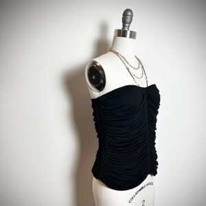 NWT Saint Laurent Strapless Ruched Corset Black Top (083)